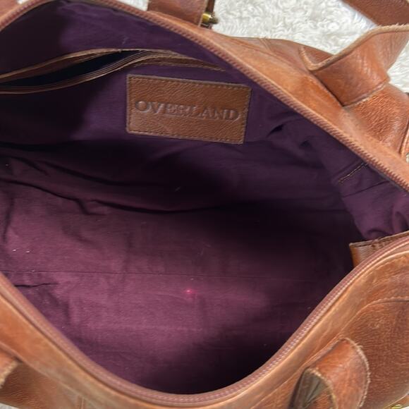 Overland Leather shoulder bag Large Doctor bag in caramel with gold studs - Picture 13 of 15